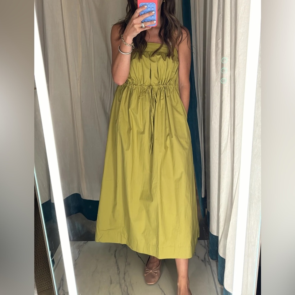En Saison Minimal Tie Waist Collins Chartreuse Midi Dress